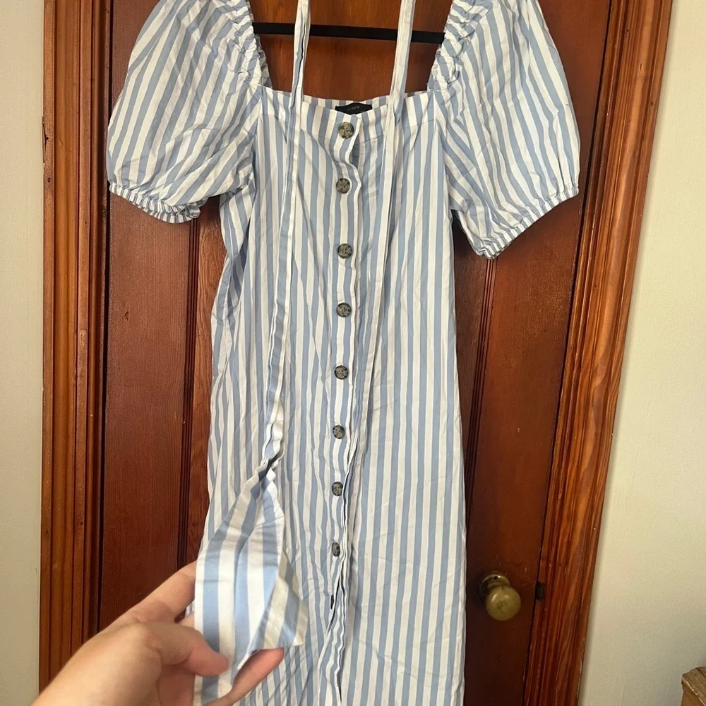 J. Crew Blue and White Striped Midi Dress - Picture 6 of 7